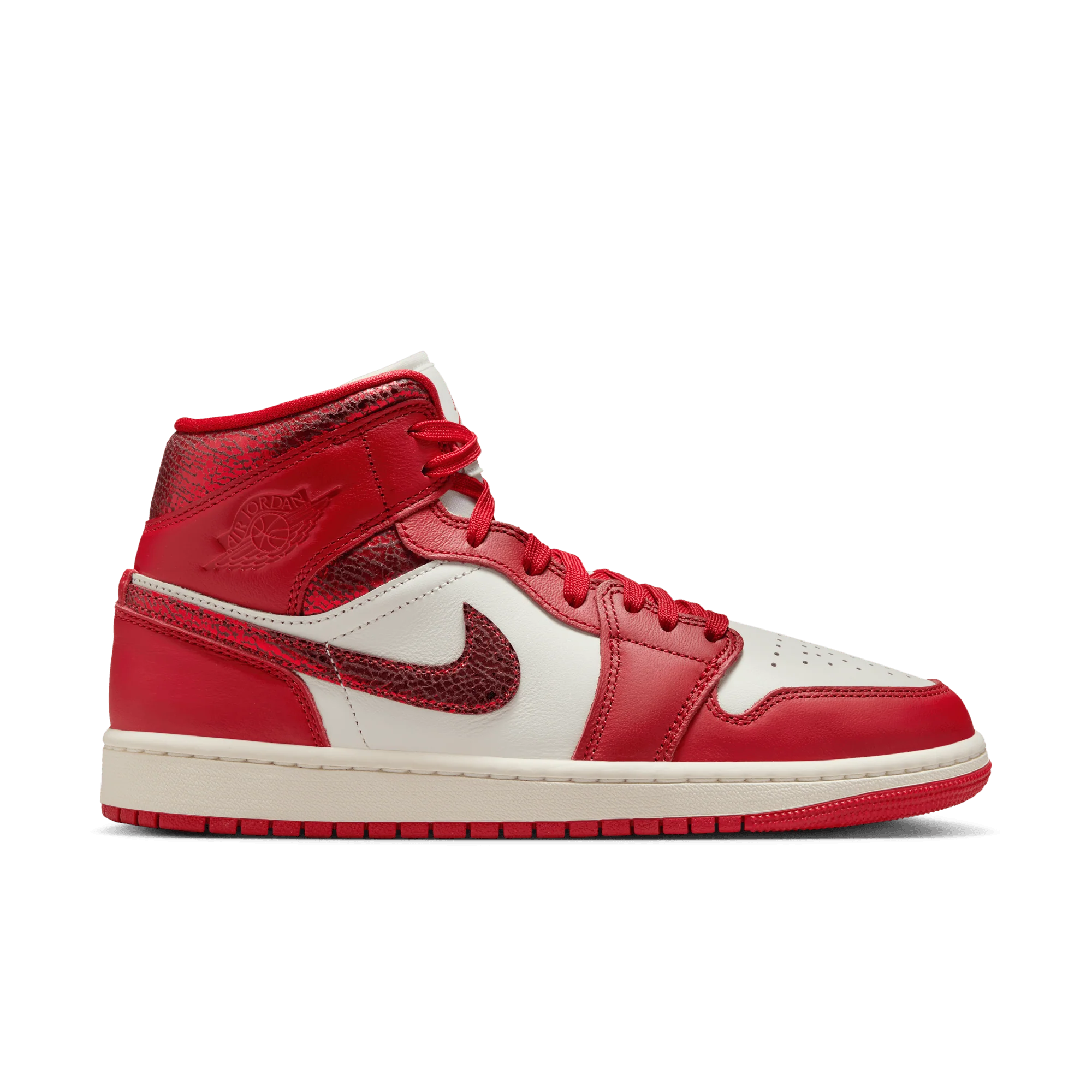 Jordan 1 Mid SE Red Cracked Leather (Women's)