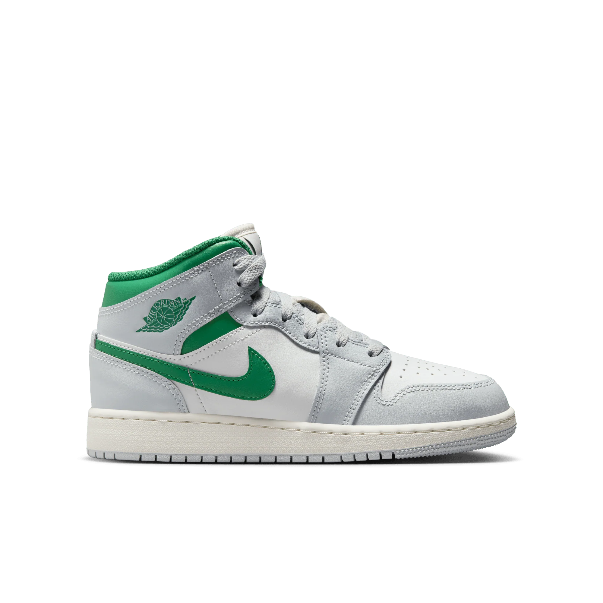 Jordan 1 Mid White Pure Platinum Pine Green (GS)