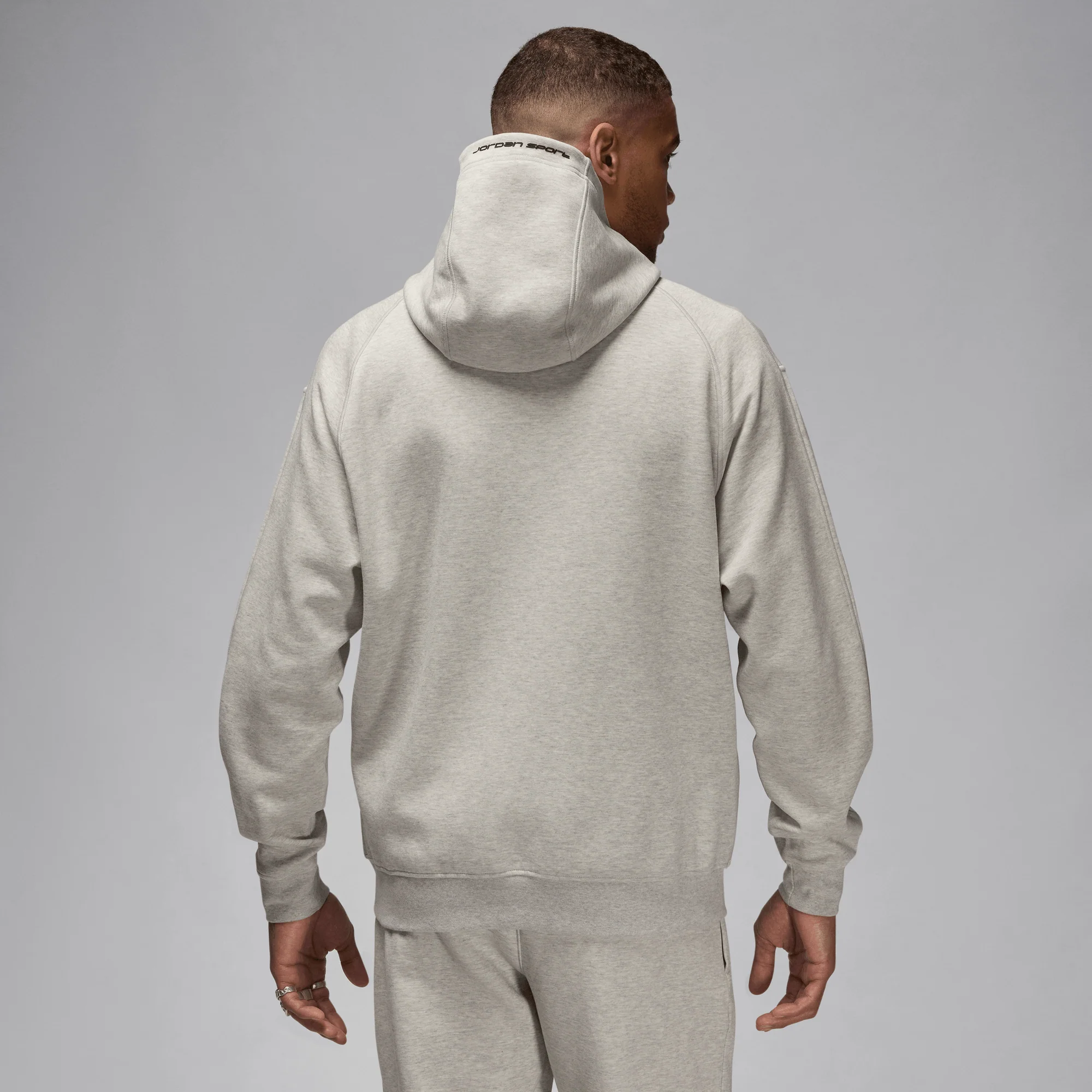 Jordan Sport Hoop Fleece Men's Dri-FIT Full-Zip Hoodie Grey Heather/Black - Image 2